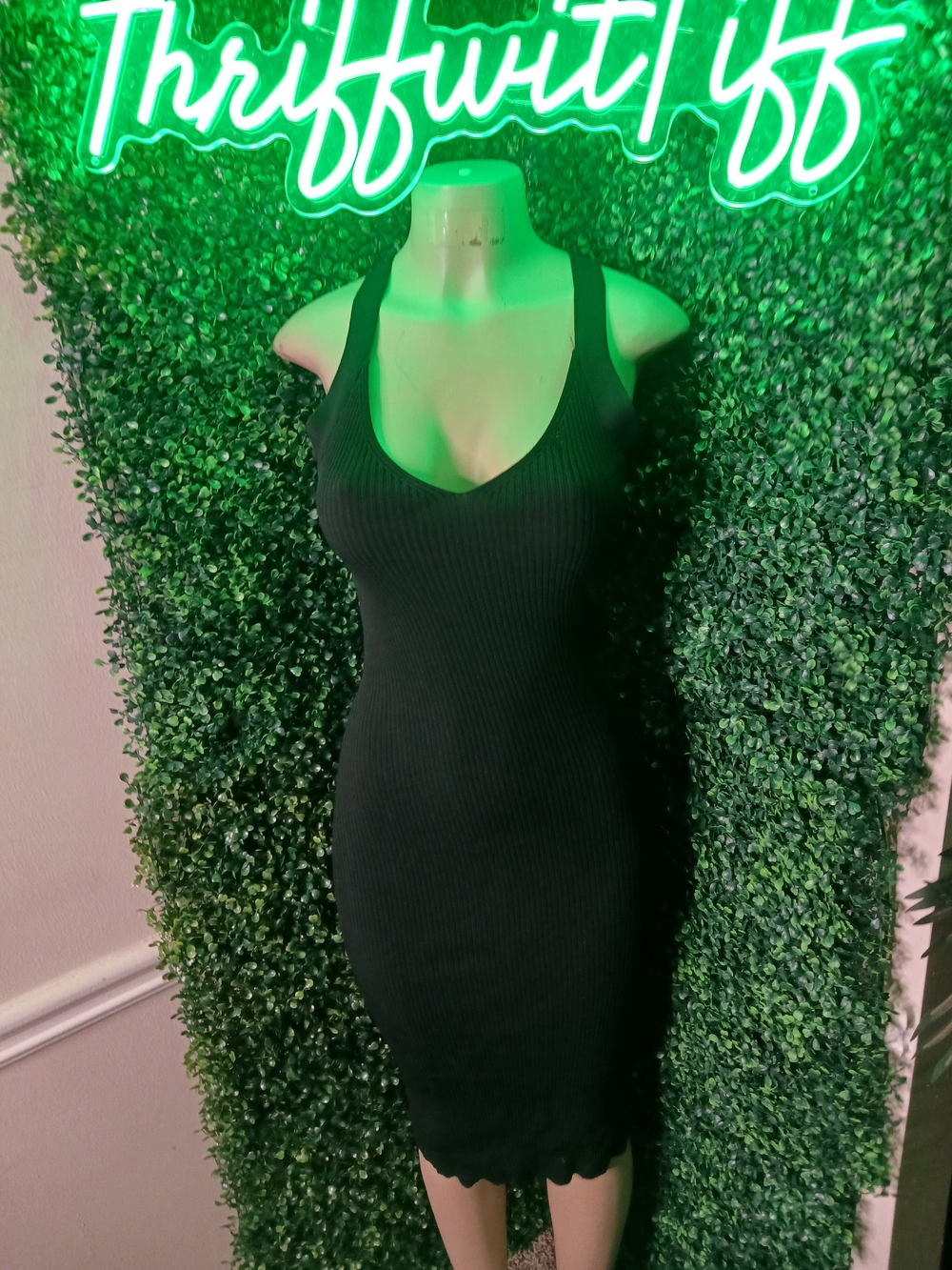 Zara Black Ribbed Midi Bodycon Dress